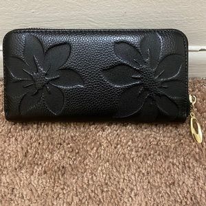 Black Floral Wallet